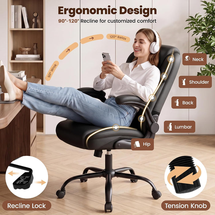 Office Desk Chair, Computer Chair with Inflatable Lumbar Support