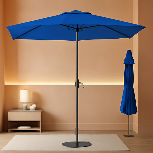 6.5' X 10' Rectangular Patio Umbrella Large Outdoor Market Umbrella W/Uv Protection, Push Button Tilt and Crank Lift, Rectangle Table Umbrella for Garden, Deck, Pool, Patio, Royal Blue