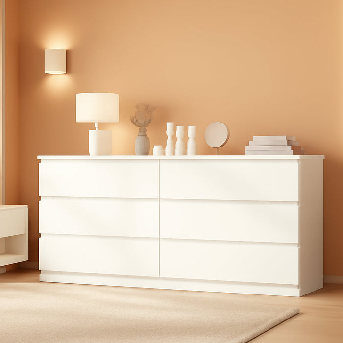 White 9 Drawer Dresser for Bedroom,Modern Deep Drawer Dresser with No-Handle Design,Wide Storage Chest of Drawers,Wood Bedroom Storage Organizer Furniture for Closet,Hallway