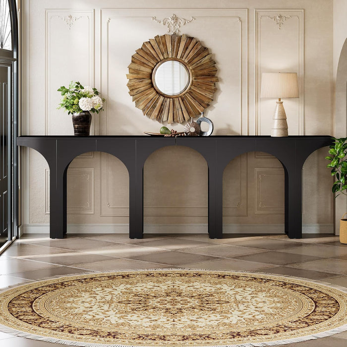Modern Console Table with Arched Base, 47-Inch Black Entryway Sofa Table, Narrow Hallway Table, Wood Foyer Accent Table for Living Room, Entrance, Hallway, Easy Assembled(1 Pack)