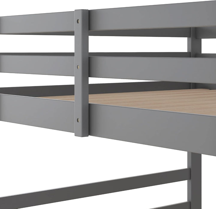 Full Over Full Bunk Bed SolidWoodSpaceSaving GrayFinish