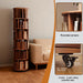 Six Tier Rotating Rubberwood Bookshelf Walnut Finish