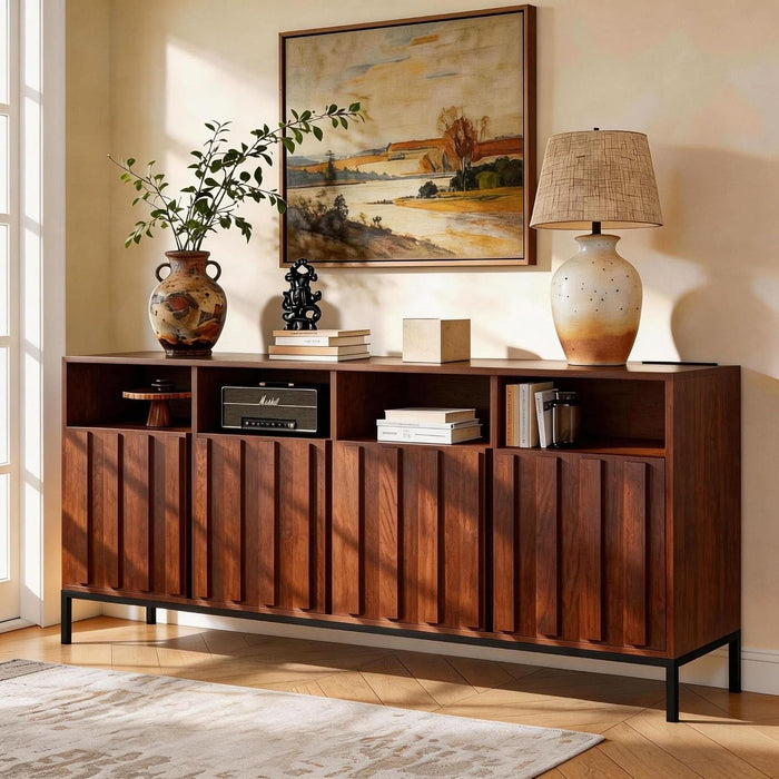 70" Buffet Cabinet with Storage, Walnut Sideboard Credenza