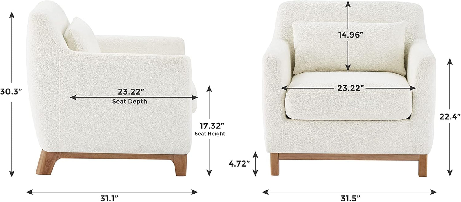 Accent Chairs for Living Room, Sherpa Oversize Accent Chair with Thick Cushion 31 Inch Comfy Chair for Bedroom, Apartment, Light Camel