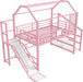 Twin Size Metal Loft Bed With UnderbedStorageShelves