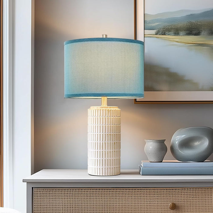 23" Set of 2 Nautical Ceramic Nightstand Table Lamps, Blue