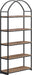 Nathan James Haven Etagere Bookshelf, 5-Shelf Bookcase in Oak Wood and Black Metal Frame with Arch Top and Open Shelves, Oak/Black, Set of 2