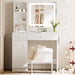White Vanity Desk Illuminated Mirror Storage Cabinet