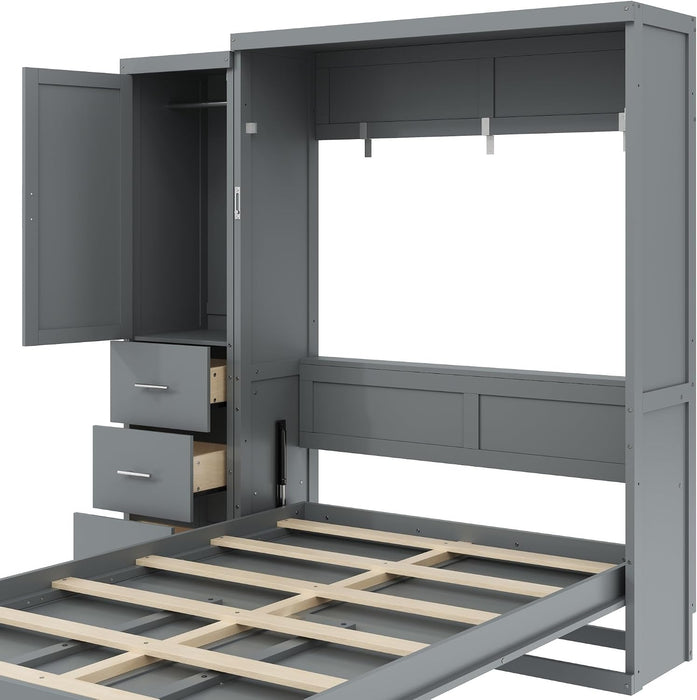 Full Grey Murphy Bed With UltraSpaceStorage Contemporary