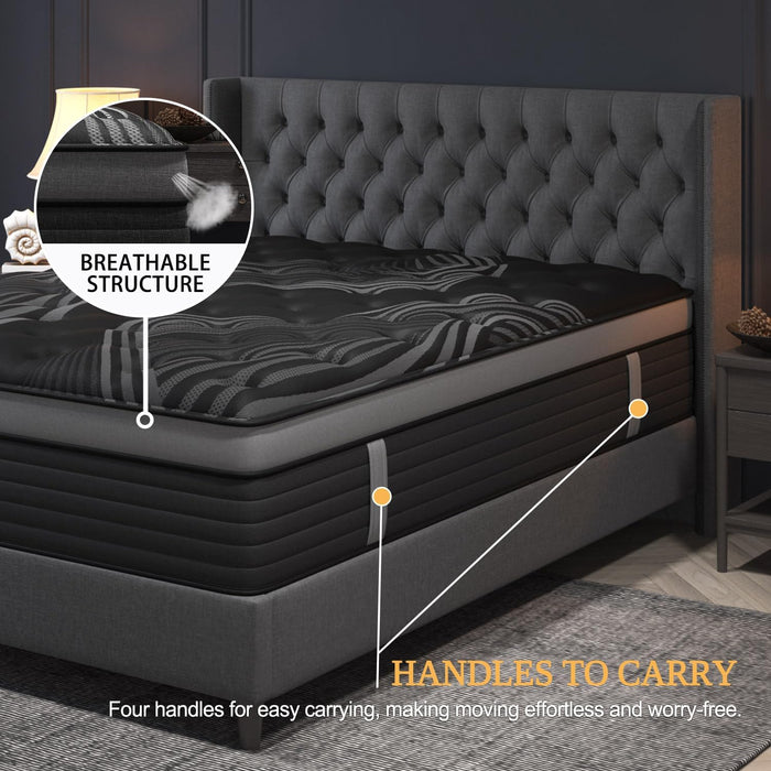 Queen Mattress, 14 Inch Hybrid Mattresses, Medium-Firm Feel with Pocket Springs & Cooling Gel Memory Foam, Certipur-Us Certified for Enhanced Support, Cooling & Motion Isolation