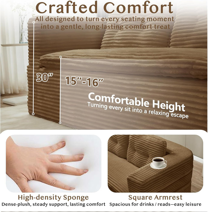 Camel King Size CorduroyFutonProLux SofaBed Chaise Lux