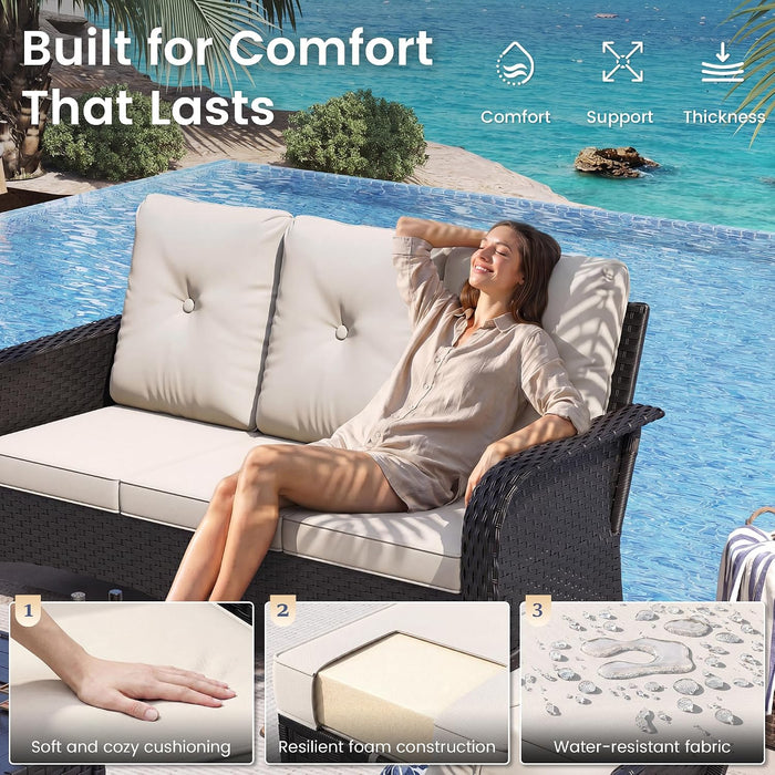 Patio Furniture Set 2 High-Back Swivel Chairs Conversation Set
