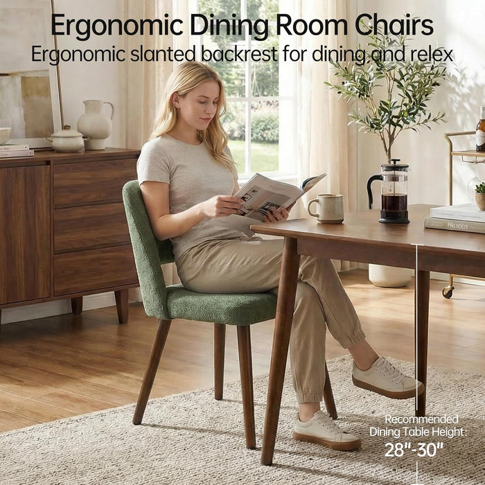 Wooden Dining Chairs Set of 4, Fabric Dining Room Chairs, Green
