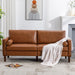 Mid-Century Modern Leather Loveseat (77", Brown)