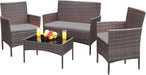Patio Furniture 4 Pieces Conversation Sets,Brown and Gray