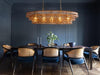 54" Smoked Gold Rectangular Drum Large Chandeliers for Dining Room, 5-Light Modern round Hanging Light Fixture for Kitchen Island, Living Room, Foyer