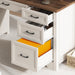 Farmhouse Executive Desk with Drawers, Home Office Desk with File Drawer, Wood Computer Desk with Ample Storage, Rustic Office Desk with Spacious Tabletop for Work, White