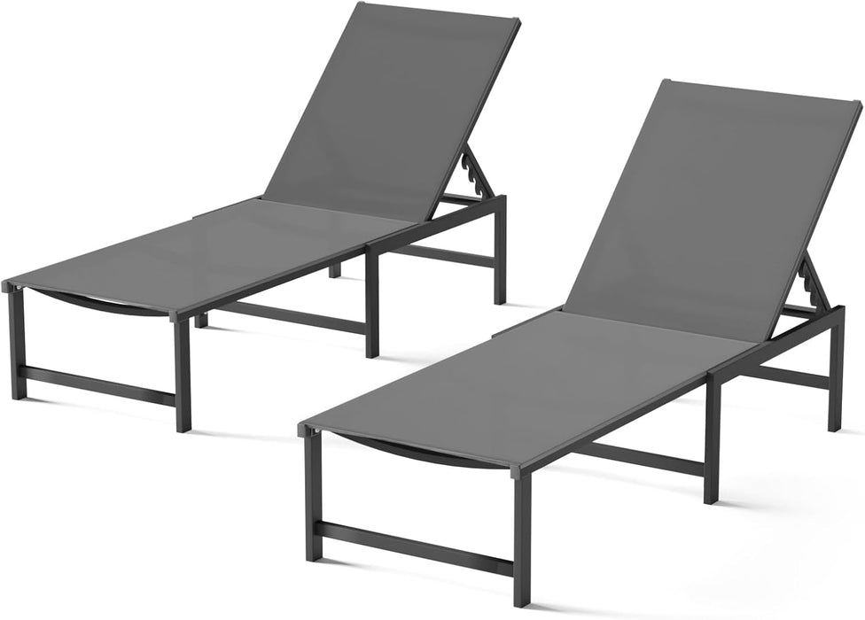 Aluminum Patio Chaise Lounge Chair Outdoor,Grey