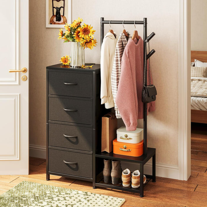 Small Black 3 In 1 UltraCompact DresserWithRacksAndShelves