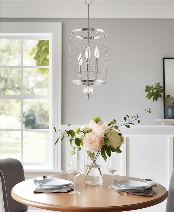 Eleanor 27 Inches Brushed Nickel Crystal Chandelier