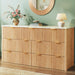 Fluted Dresser for Bedroom with 7 Drawers, 53" Wide Mid Century Modern Dressers with Faux Marble Top & Metal Handle, Wooden Chest of Drawers TV Stand, Natural Oak