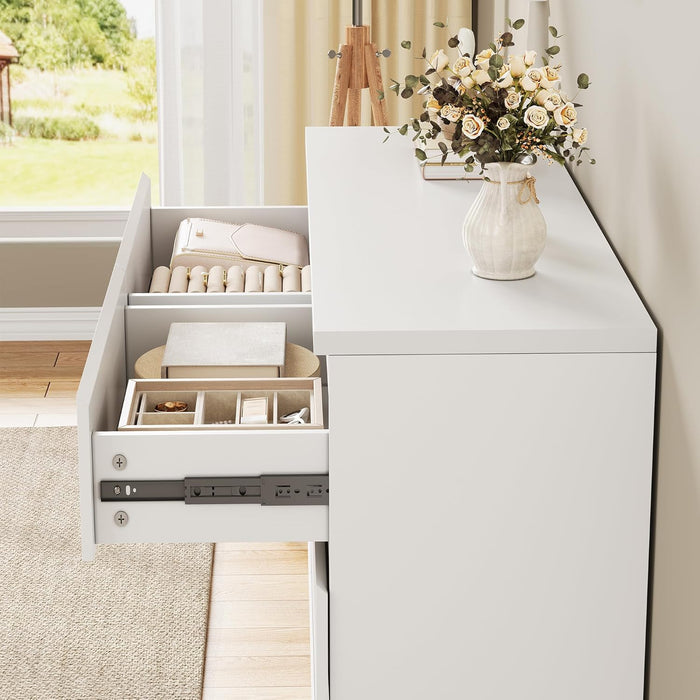 White 8 Drawer Dresser for Bedroom (15.3" D X 55.2" W X 32.3" H)