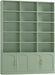 82.3" Triple Wide Bookshelf, Tall Bookcase with 4 Doors, Green