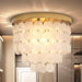 Capiz Shell Chandelier AntiqueGold Finish Flush Mount