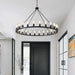48-Inch Wagon Wheel Chandelier Black Outdoor Fixture