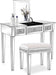 Silver Mirrored Vanity Desk, Glass Vanity W/Drawers and Flip Mirror, Bling Mirror Vanity Desk for Women Girls Bedroom, Makeup Room & Office Writing Desk