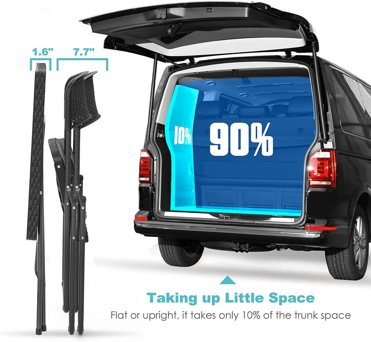 3 Pieces Folding Patio Bistro Set Bistro Table and Chairs Set for Outside, All Weather Small Patio Set for Balcony Porch Backyard, Black