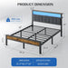Queen Size Bed Frame with 2-Tier Storage Shelf Headboard, LED Lights
