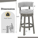 Bar Stools Set of 2, 31-Inch 360° Swivel Barstool with Upholstered Back & Seat, Solid Rubber Wood Legs & round Footrest, Farmhouse Bar Height Chair for Home, Bar, Grey (2, Seat Height 31‘’)