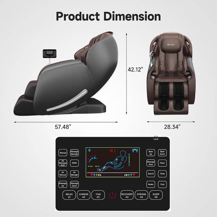 2025 Massage Chair Full Body,Zero Gravity 3D Sl-Track Shiatsu Massage Recliner Chair with Heat Body Scan Bluetooth Foot Roller APP Control, Child Lock, Favor-06,Brown