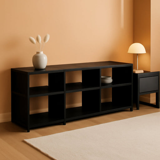 Furniture Entertainment Center Stand with Metal Frame Support for Tvs up to 65 Inch, 65-Inch, Americano/Black