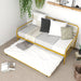 Twin Size Golden Metal Daybed with Trundle and Lockable Wheels