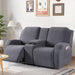 Recliner Loveseat Cover with Middle Console Stretch Reclining Sofa Slipcover for 2 Seat Jacquard Reclining Couch Sofa Covers Furniture Protector with Elastic Straps Bottom (Dark Gray)