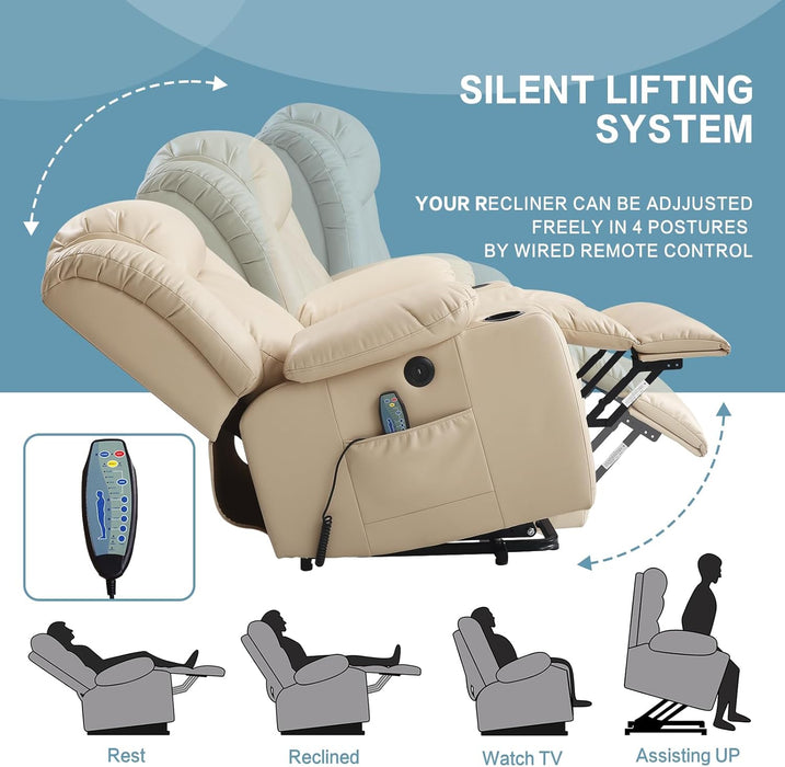 Power Lift Recliner with Massage, Heat, and USB