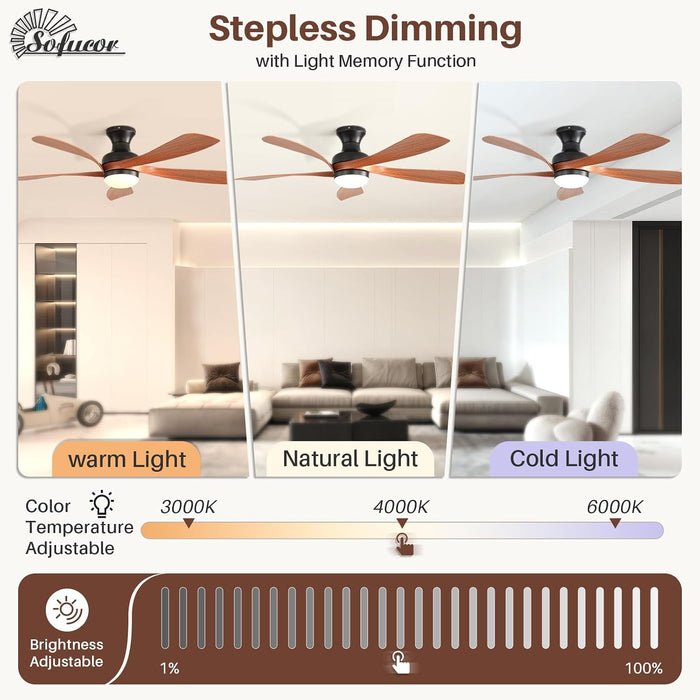Smart Ceiling Fan With Dimmable Integrated Lighting