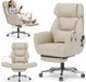 Ergonomic Criss Cross Office Chair with Footrest, Wide Executive Desk Chair with Foldable Armrest for Big and Tall, High Back Computer Chair-120° Tilt Vanity Chair for Meditation,Home,Ivory