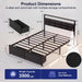 Full Bed Frame with 2 Storage Drawers, LED Lights & Charging Station, Upholstered Headboard with Shelves, Heavy Duty Metal Platform, No Box Spring Needed, Noise Free, Easy Assembly