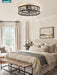 20" Caged Ceiling Fans with Lights,Flush Mount Vintage Victorian Rustic Crystal Fandelier,Low Profile Farmhouse Enclosed Ceiling Fan with Light and Remote for Bedroom,Kitchen,Indoor,Black Gold