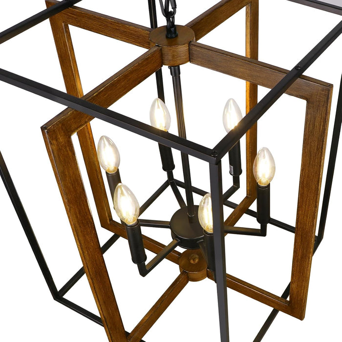 Six Lights Farmhouse Chandelier Rustic Black Finish