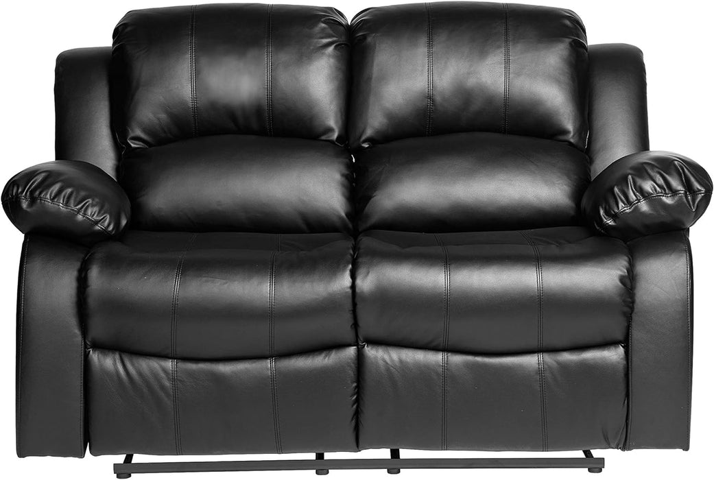 Manual Recliner Loveseat - Black Faux Leather