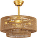 Boho Caged Fandelier with Lights Flush Mount Rattan Ceiling Fan