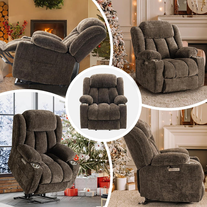 Brown Power Recliner with Massage & Heat