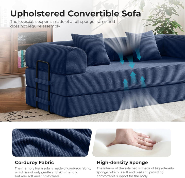 Five In One Transformable Upholstered Navy SofaBed