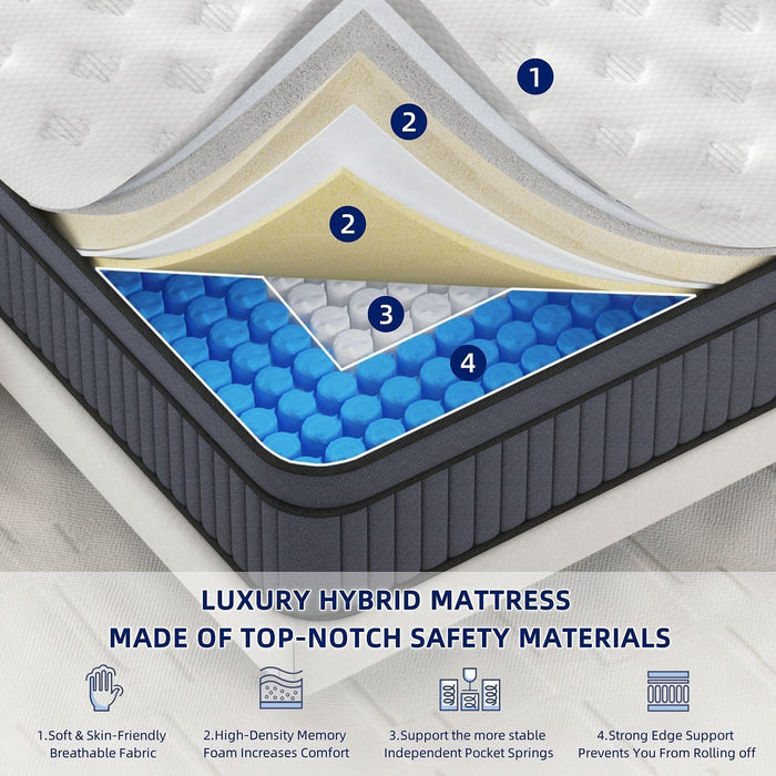 12 Inch Hybrid MemoryFoam PocketSpringSupport Mattress