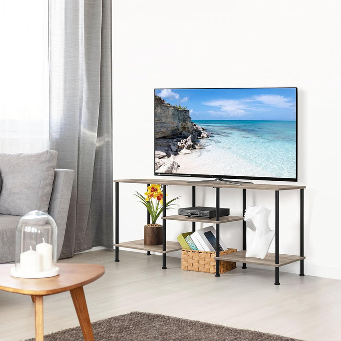 50 Inch TV Stand for Living Room Farmhouse Entertainment Center with Storage Shelves 3 Tier TV Console Table Media Cabinet for 50 43 40 32 Inch TV, Rustic Grey