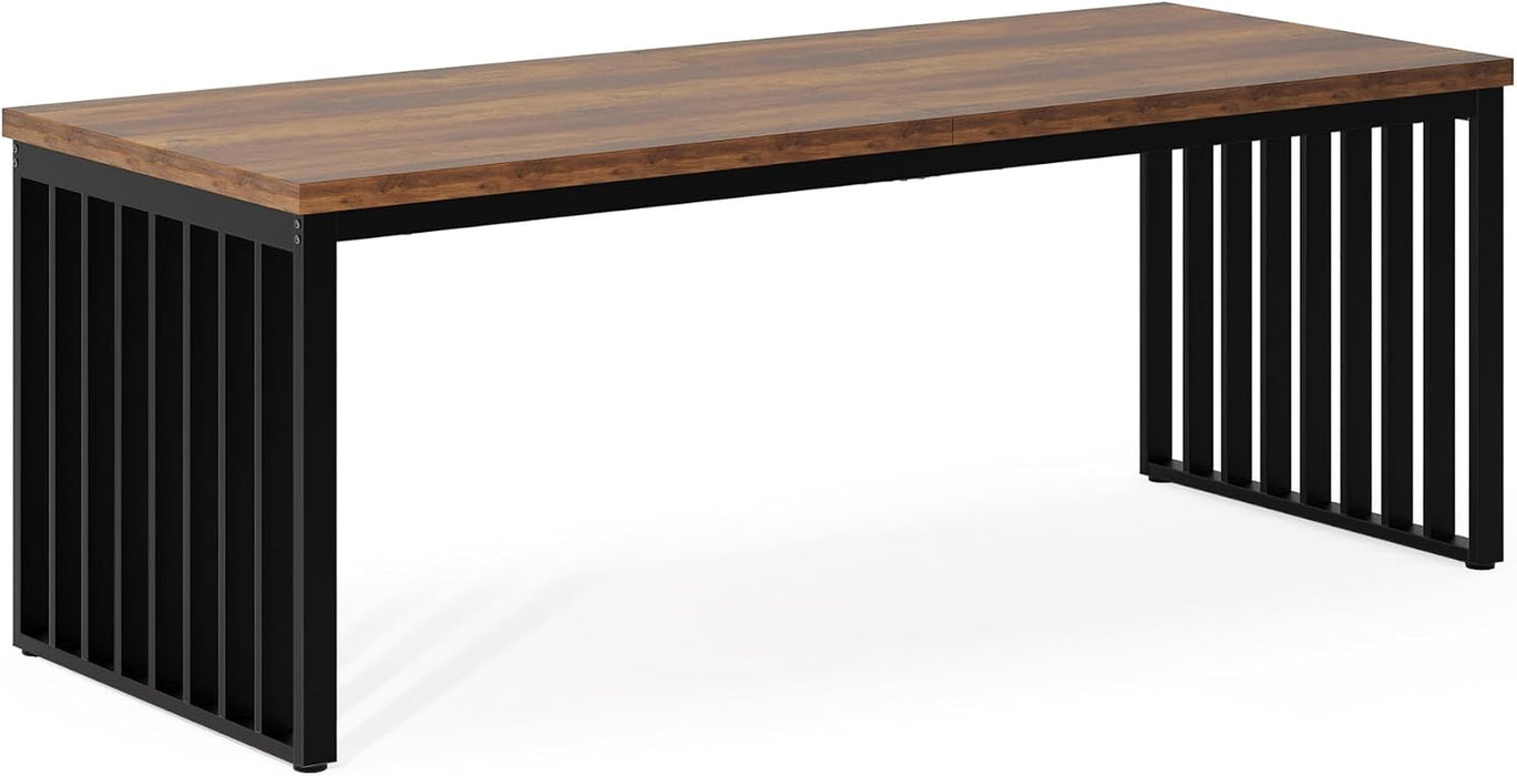Tribesigns Industrial Dining Table for 6-8 Person, 78.74" Long Rectangle Dining Table Wood Kitchen Table with Heavy Duty Metal Frame for Living Room and Dining Room (Brown & Black)